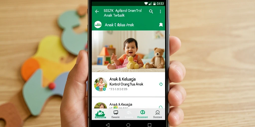 Antarmuka aplikasi 555ZK menampilkan kontrol dan pengaturan untuk orang tua.