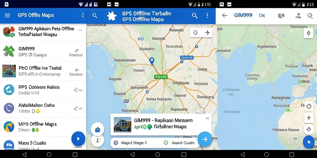 Antarmuka aplikasi GIM999 menampilkan peta offline yang jelas dan mudah digunakan.
