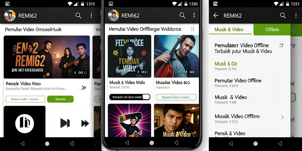 Tampilan antarmuka aplikasi REMI62 untuk Pemutar Video Offline.