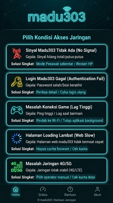 Tampilan link alternatif madu303