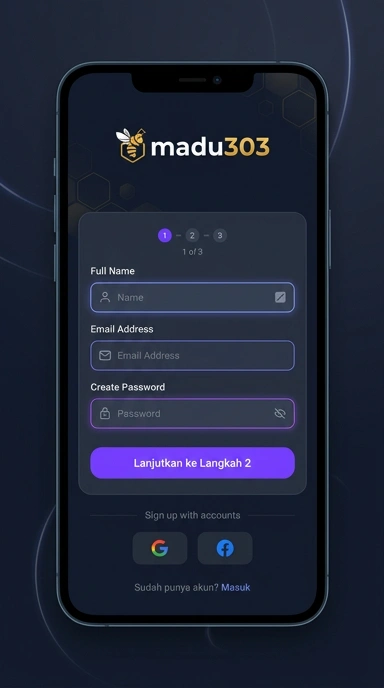 Tampilan halaman daftar madu303