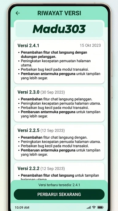 Tampilan riwayat versi madu303